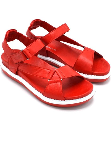 Kadın Comfort Deri Sandalet Kırmızı 202064Y