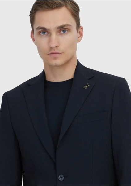 Siyah Mikro Modern Fit Yün Karışımlı Takım Elbise modelleri
