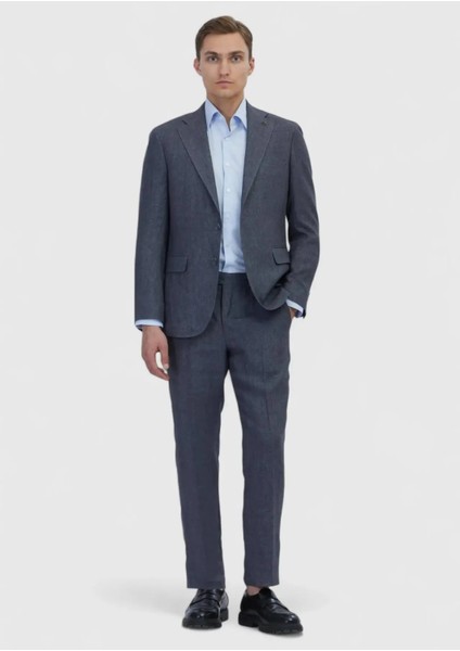 Füme Düz Zeroweight Slim Fit %100 Keten Takım Elbise fiyatları