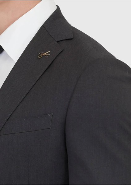 Antrasit Düz Regular Fit %100 Yün Takım Elbise fırsatları