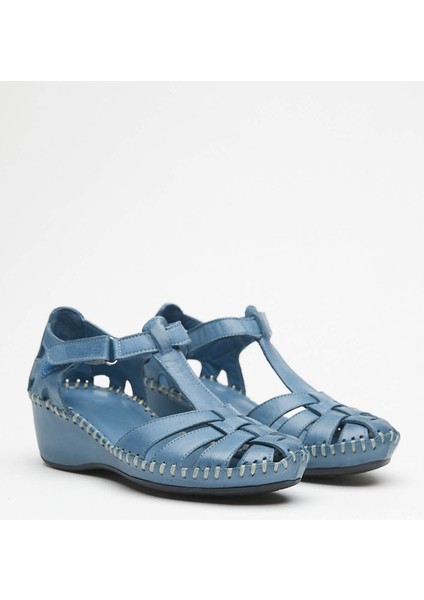 Kadın Comfort Deri Sandalet Mavi 18791382 fiyatları