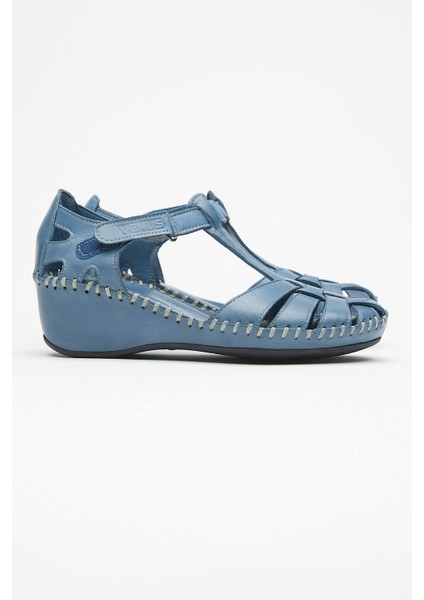 Kadın Comfort Deri Sandalet Mavi 18791382 modelleri