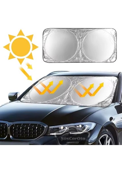 Oto Katlanabilir Premium Ön Güneşlik Ön Arka Cam Gölgelik Metalize Yeni Nesil Güneş Koruyucu Oto Araba Suv Tır 69 cm x 149 cm
