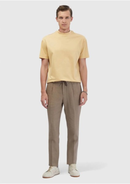 Safran Düz Bisiklet Yaka %100 Pamuk T-Shirt fiyatları