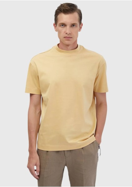 Safran Düz Bisiklet Yaka %100 Pamuk T-Shirt modelleri