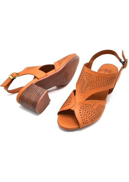 Kadın Topuklu Deri Sandalet Taba 1857213Y indirimleri