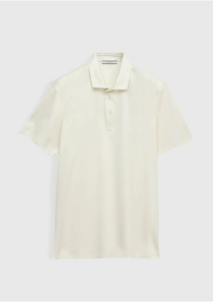 Ekru Düz Polo Yaka %100 Pamuk T-Shirt indirimleri