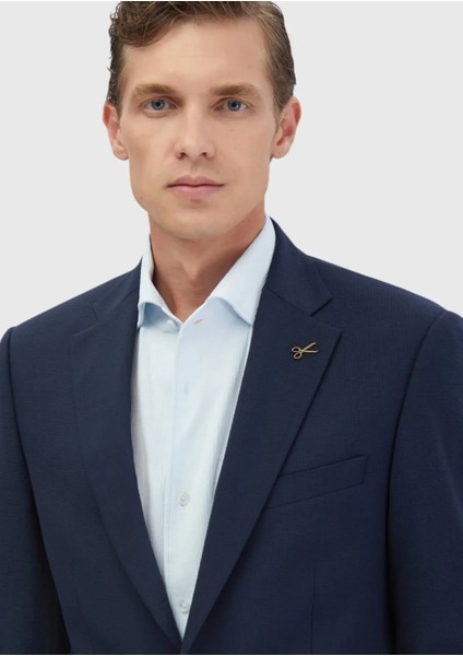 Lacivert Mikro Modern Fit Yün Karışımlı Takım Elbise fırsatları