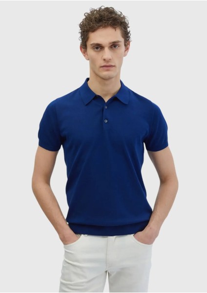 Saks Polo Yaka %100 Pamuk Triko