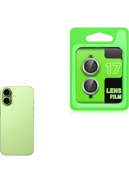 Apple iPhone 17 Cl-07 Kamera Lens Koruyucu Tempered Cam Açık Yeşil