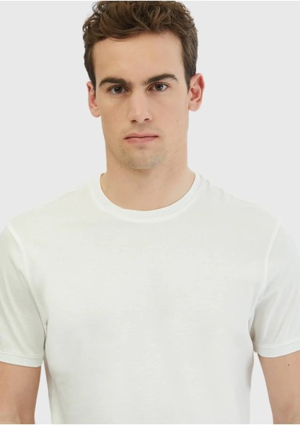 Beyaz Düz Bisiklet Yaka %100 Pamuk T-Shirt modelleri