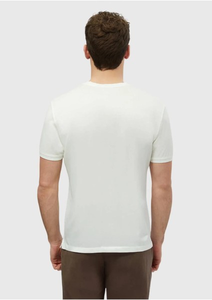 Beyaz Düz Bisiklet Yaka %100 Pamuk T-Shirt indirimleri