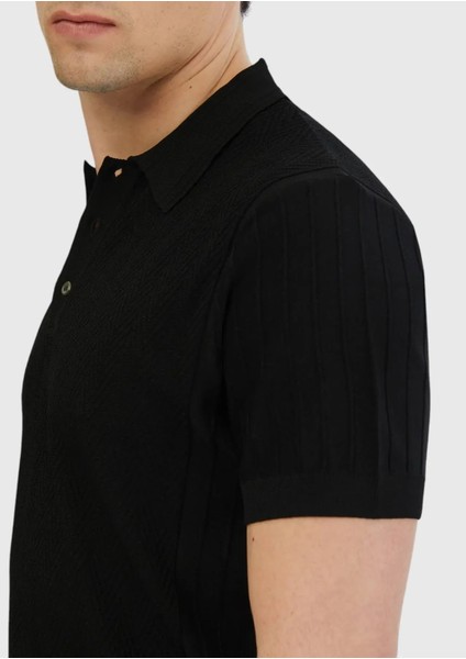 Siyah Polo Yaka Jakarlı Triko fırsatları