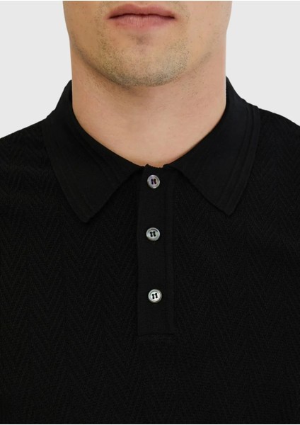 Siyah Polo Yaka Jakarlı Triko indirimleri