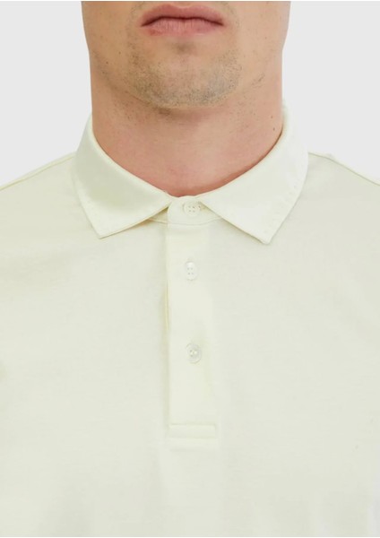 Ekru Düz Polo Yaka %100 Pamuk T-Shirt fırsatları