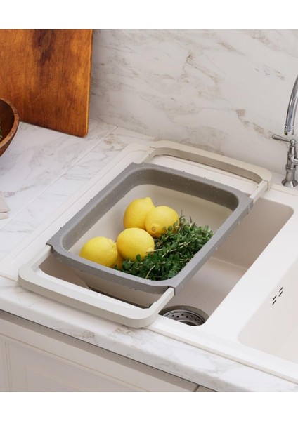 Büyük Boy Katlanır Lavabo Süzgeci, Silikon Akordiyon Meyve Sebze Ayarlanır Süzgeç 6,3 Litre Kahve fırsatları