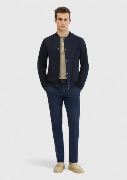 Lacivert Regular Fit Dik Yaka Casual Dokuma Mont fiyatları