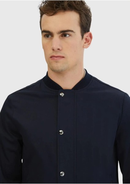 Lacivert Regular Fit Dik Yaka Casual Dokuma Mont fırsatları