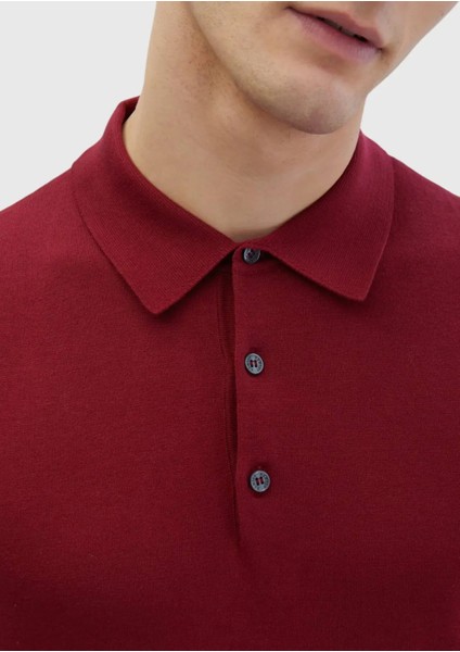 Bordo Polo Yaka %100 Pamuk Triko fırsatları