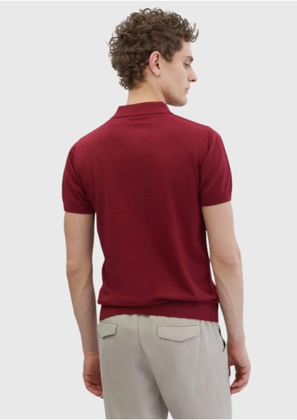 Bordo Polo Yaka %100 Pamuk Triko indirimleri
