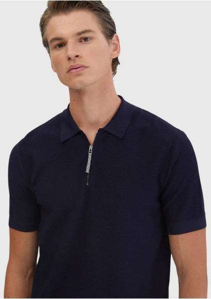 Lacivert Polo Yaka Jakarlı Triko fırsatları