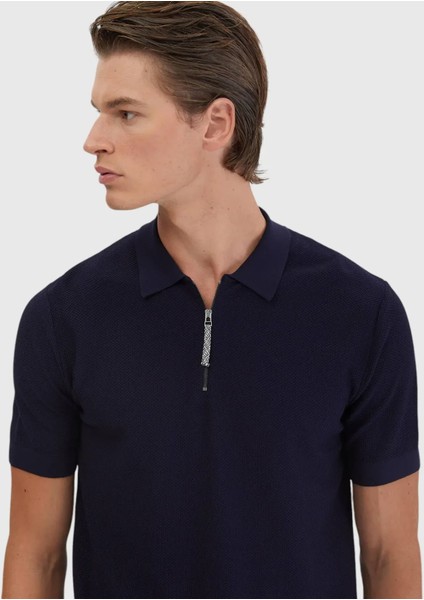 Lacivert Polo Yaka Jakarlı Triko indirimleri