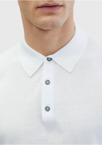 Beyaz Polo Yaka %100 Pamuk Triko fırsatları