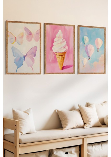 3 Parça Rüya Yazı Konsepli Ahşap Çerçeve Görünümlü Mdf Tablo Seti fiyatları