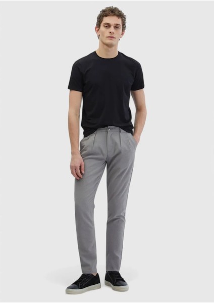 Siyah Düz Bisiklet Yaka Pamuk Karışımlı T-Shirt fiyatları