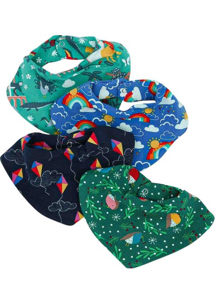 4'lü 0-12 Ay %100 Organik Penye Bebek Fular Salya Mama Önlüğü