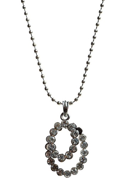 Zirkon Taşlı Ikiz Oval Kolye