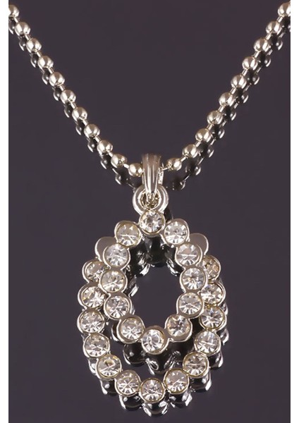 Zirkon Taşlı Ikiz Oval Kolye modelleri