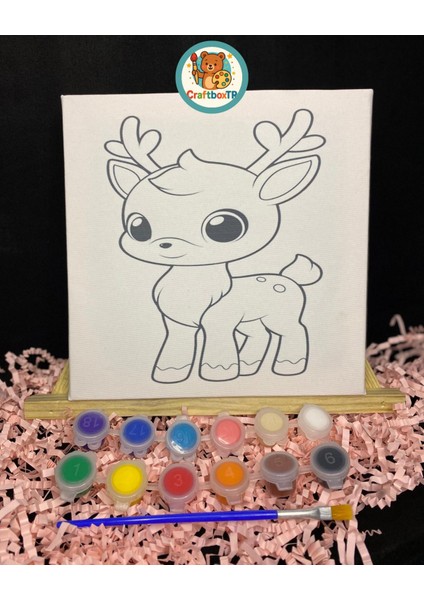 Minik Geyik Tuval Boyama Seti (Şövaleli)/Kendin Yap, Doğum Günü, Karne,etkinlik,Tatil hediyesi