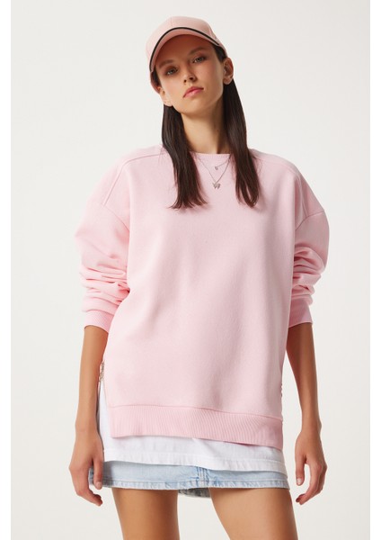 Fermuar Detaylı Şardonlu Sweatshirt LUB0003 Pembe modelleri