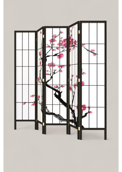 Doğal Ahşap Japon Stil Siyah Paravan Seperatör Oda Bölme modelleri