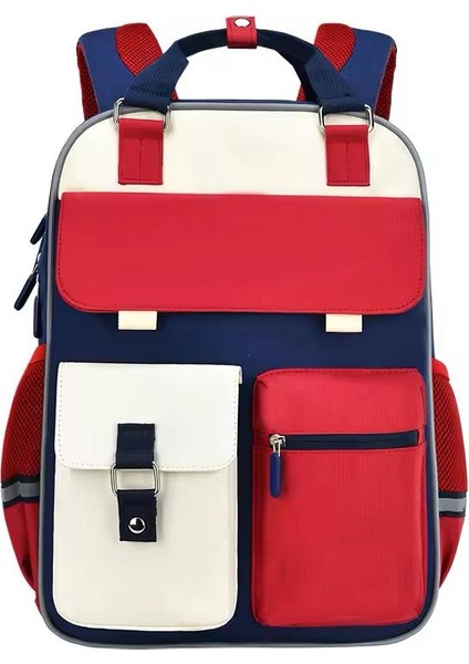 Retro Kolej Stil Sırt Çantası – Kırmızı Lacivert