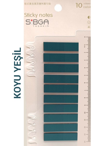 Şeffaf Koyu Yeşil Renkli Postit Post-It Post It. Kitap Ayracı Ayraç Postit Sticker Not Kağıdı 200 Yaprak
