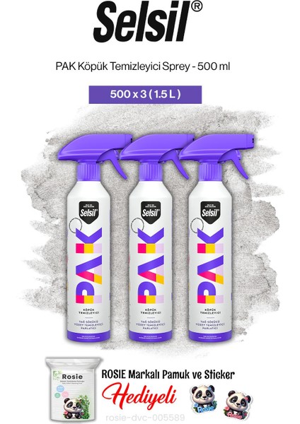 3'lü Pak Köpük Temizleyici Sprey 500 ml ve Rosie Pamuk