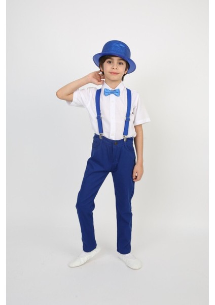 Erkek Çocuk Takım Askı Papyon Gömlek Pantalon Sarı Saks Turkuaz Kırmızı modelleri