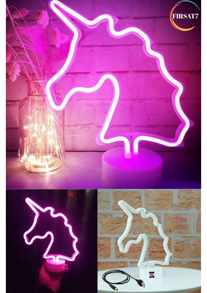 Neon LED Unicorn LED Işıklı Masa ve Gece Lambası Unicorn LED Sevgiliye Romantik Dekorasyon Hediye fırsatları