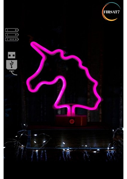 Neon LED Unicorn LED Işıklı Masa ve Gece Lambası Unicorn LED Sevgiliye Romantik Dekorasyon Hediye