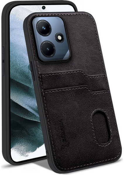 Infinix Hot 30I Uyumlu Kılıf Zebana Kartlıklı Lüx Deri Kılıf Siyah