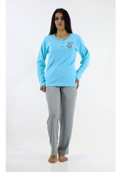 Nakışlı Interlok Pijama Takımı