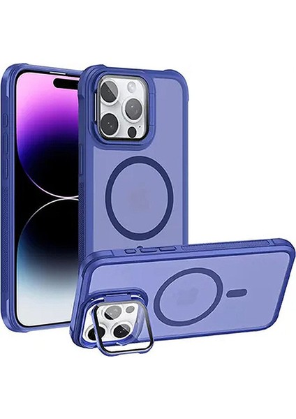 iPhone 12 Pro Max Uyumlu Standlı Kamera Kısmı Cam Korumalı Arkası Mat Renkli Magsafe Kılıf modelleri