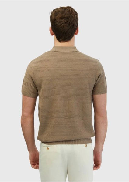 Vizon Polo Yaka Jakarlı Keten Karışımlı Triko indirimleri