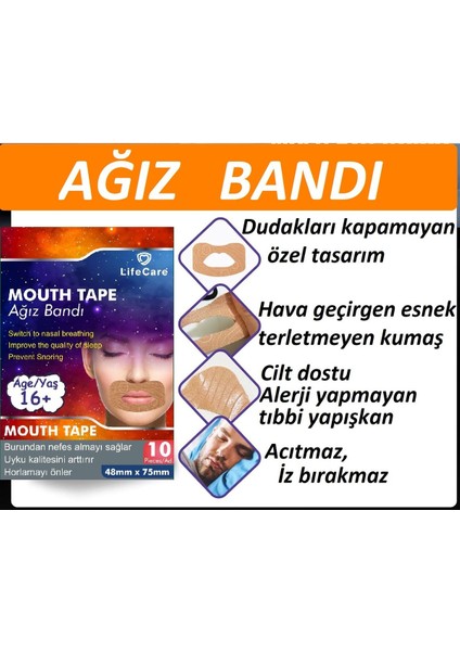 Yetişkin Ağız Kapama Bandı 10'Lu – Cilt Dostu Ve Hipoalerjen Malzeme İle Rahat Uyku, Burundan Nefes Alma Desteği indirimleri