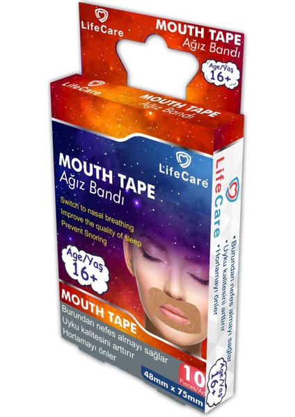 Yetişkin Ağız Kapama Bandı 10'Lu – Cilt Dostu Ve Hipoalerjen Malzeme İle Rahat Uyku, Burundan Nefes Alma Desteği