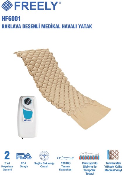 Hasta Havalı Yatak Baklava Desenli PVC 4x90x190 Cm Sessiz Medikal Kalite Terleme Önleyici modelleri