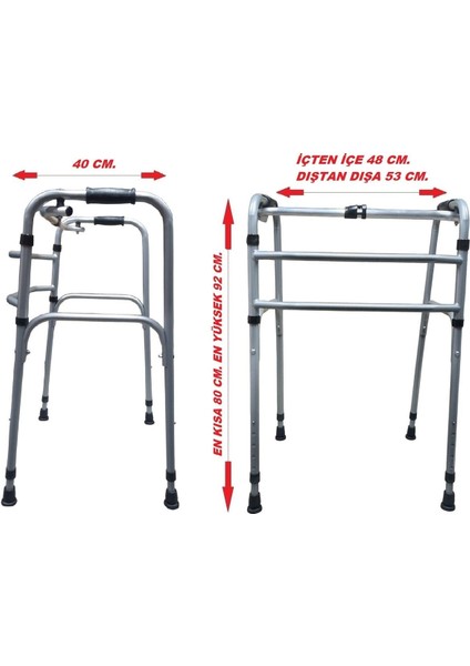 Katlanabilir Demir Yürüteç - Hafif, 19 mm Profil, Yerli Üretim, 2800 g Ağırlık, Ayarlanabilir Yükseklik, Ergonomik Tasarım ile Konforlu Kullanım indirimleri