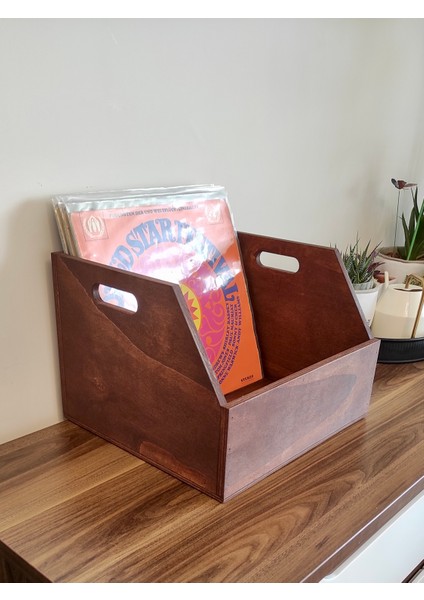 Ahşap LP Plak Sandığı 12" - Organizer Kutu - Wooden LP Record Box 12"